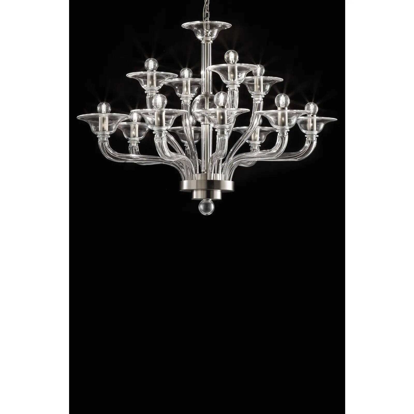 Luxury Transparent Murano Glass Chandelier – Modern Linear Design