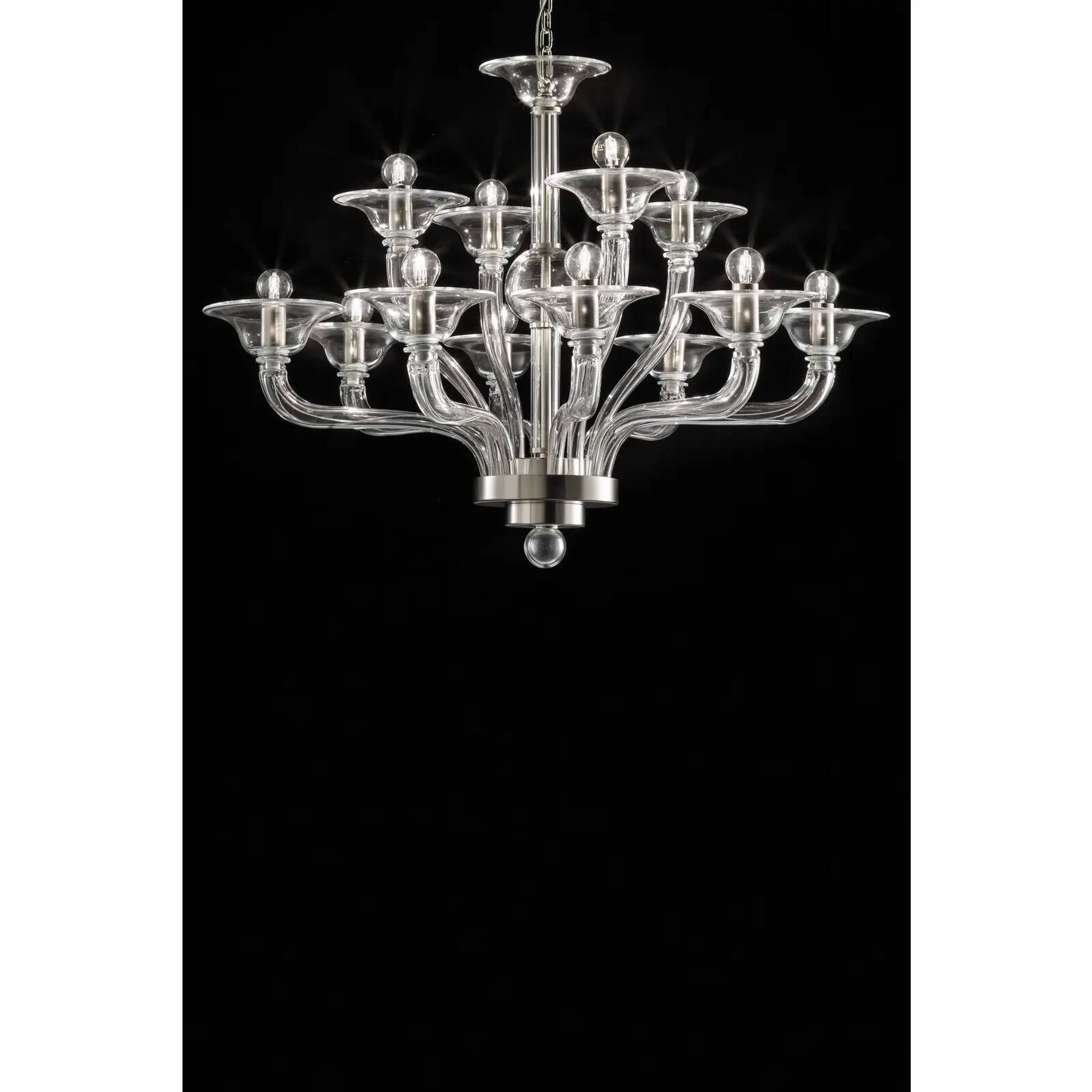 Luxury Transparent Murano Glass Chandelier – Modern Linear Design