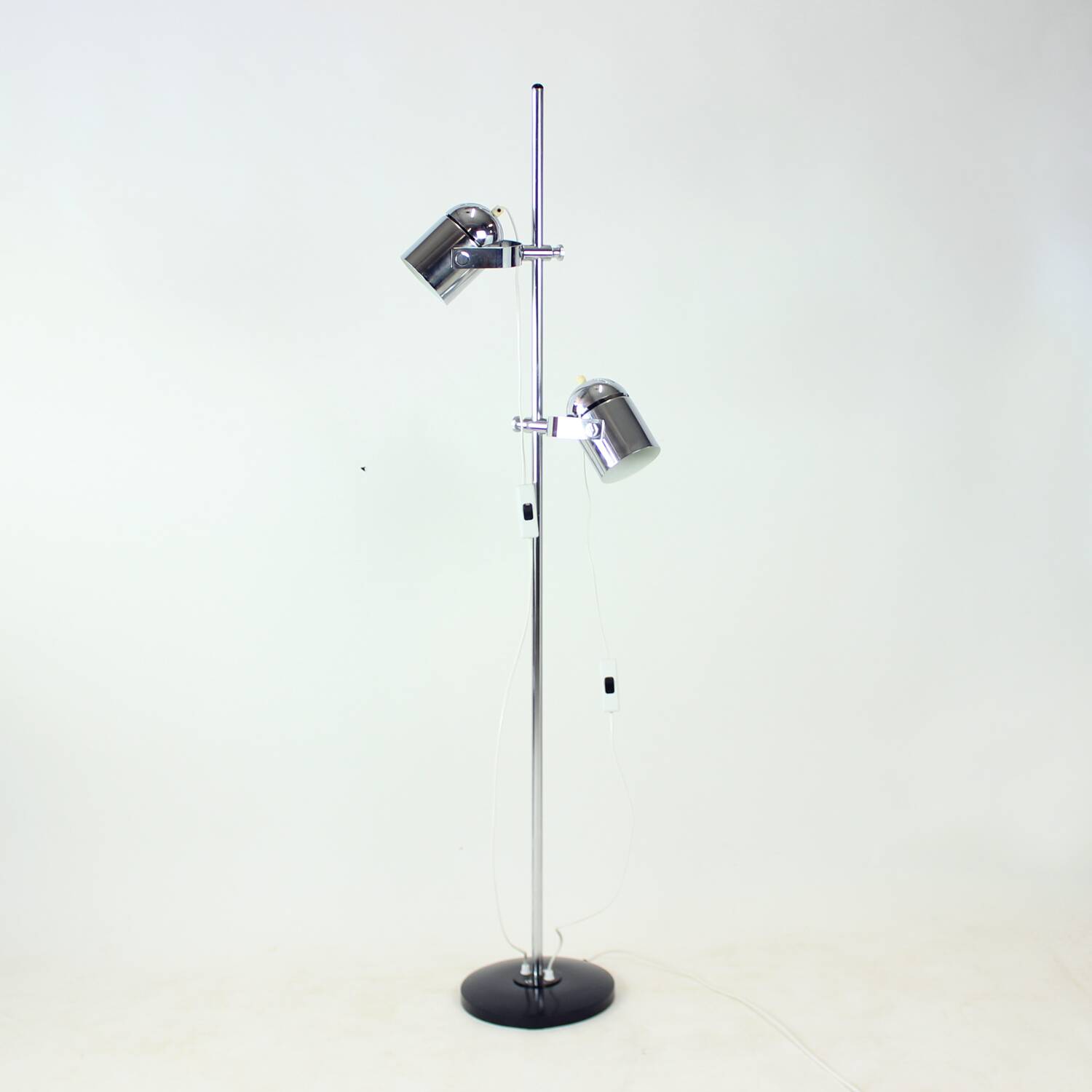 Vintage Combi Lux Chrome Double Spotlight Floor Lamp, Czechoslovakia, 1970s
