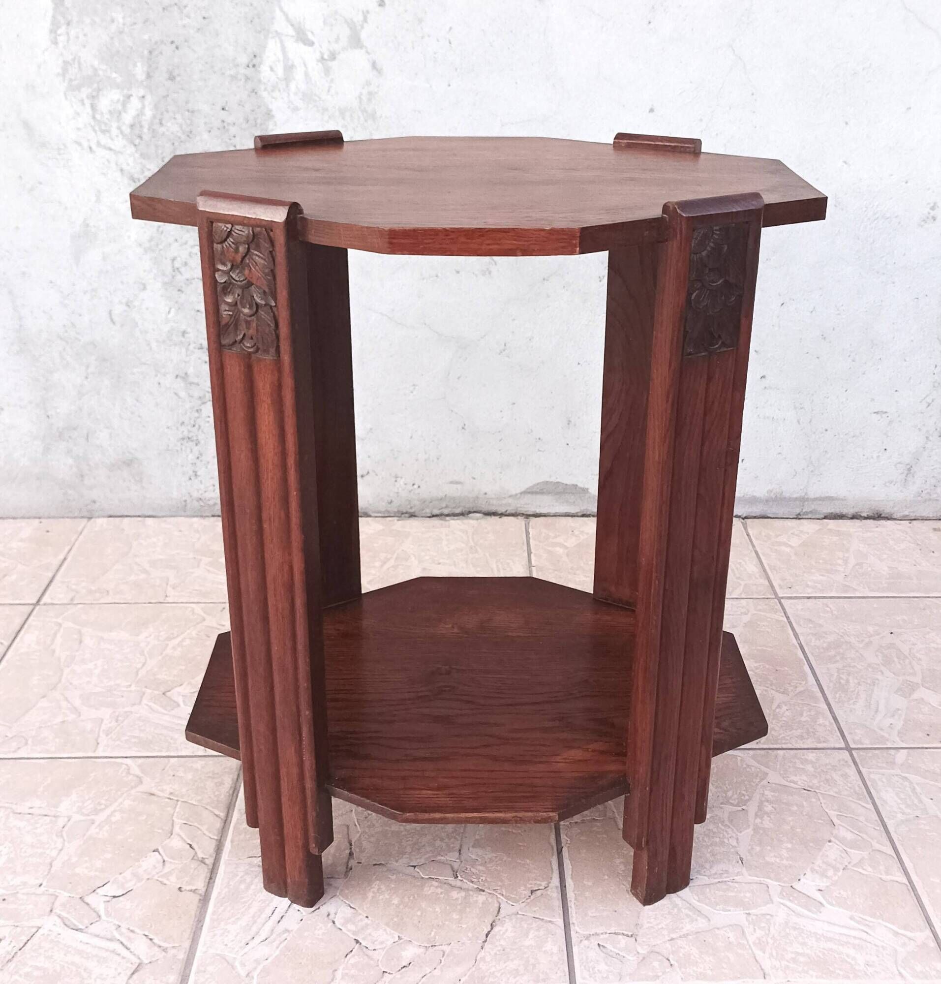 Art Deco side table in solid oak