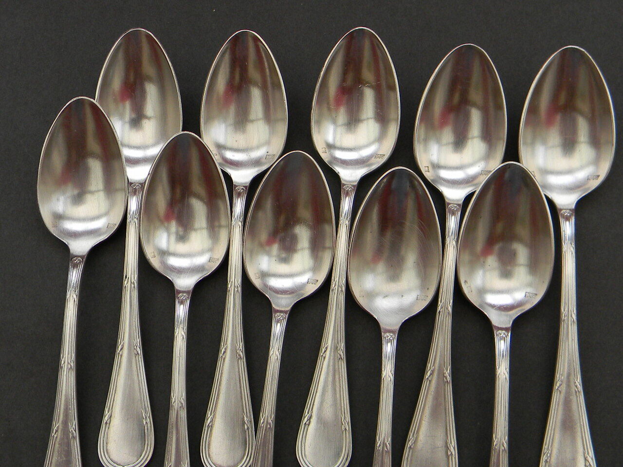 Set of 10 teaspoons in silver metal argit