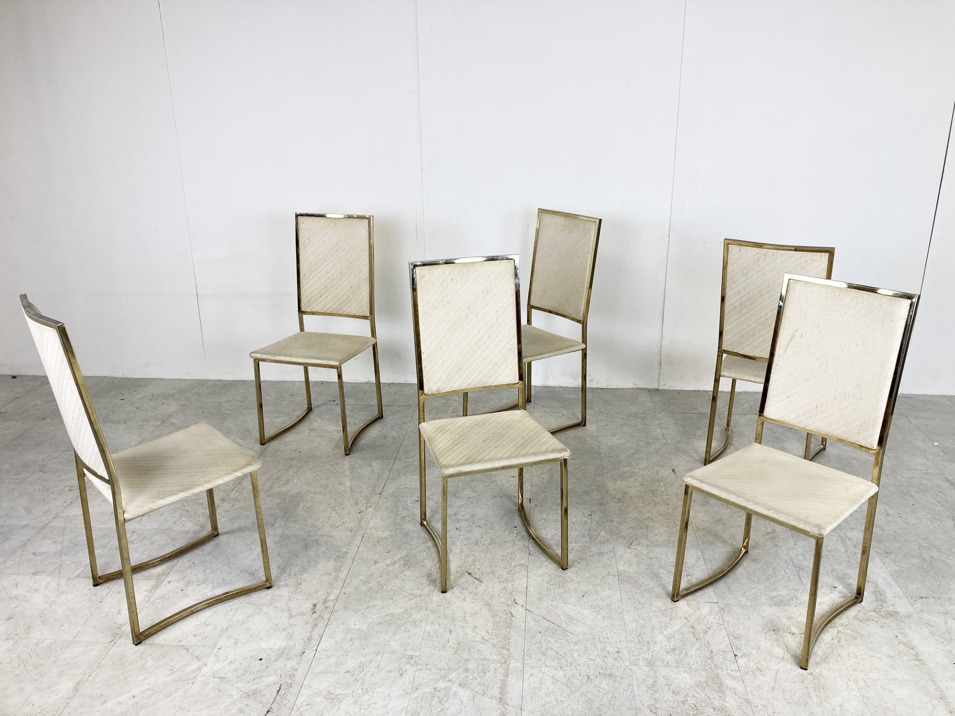 Vintage brass dining chairs by Belgo chrom, 1970s