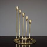 Ensemble de candélabres en laiton massif Spiral de design danois. Années 1960.