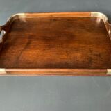 Old tray in wood and brass