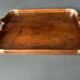 Old tray in wood and brass