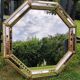 Venetian octagonal mirror murano style. a parecloses/facets. floral and beaded decoration 60 x 60 cm