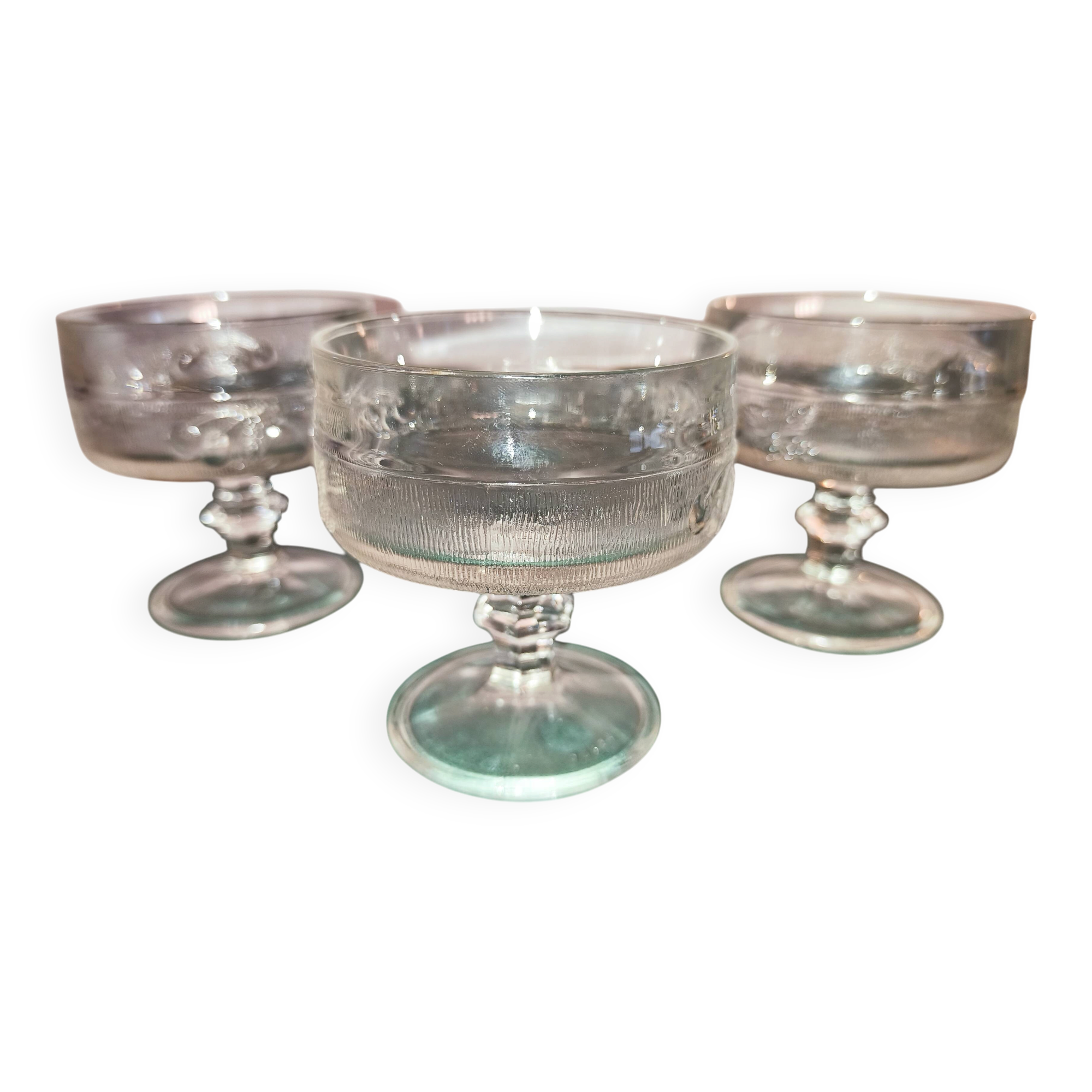 Set of 3 vintage glass dessert bowls - Iconic retro model from Italy