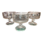 Lot de 3 coupes à dessert verre vintage - Modèle iconique rétro Italie
