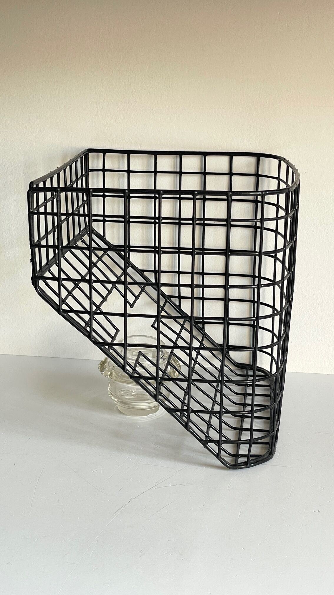 Wall basket steel wire storage vintage