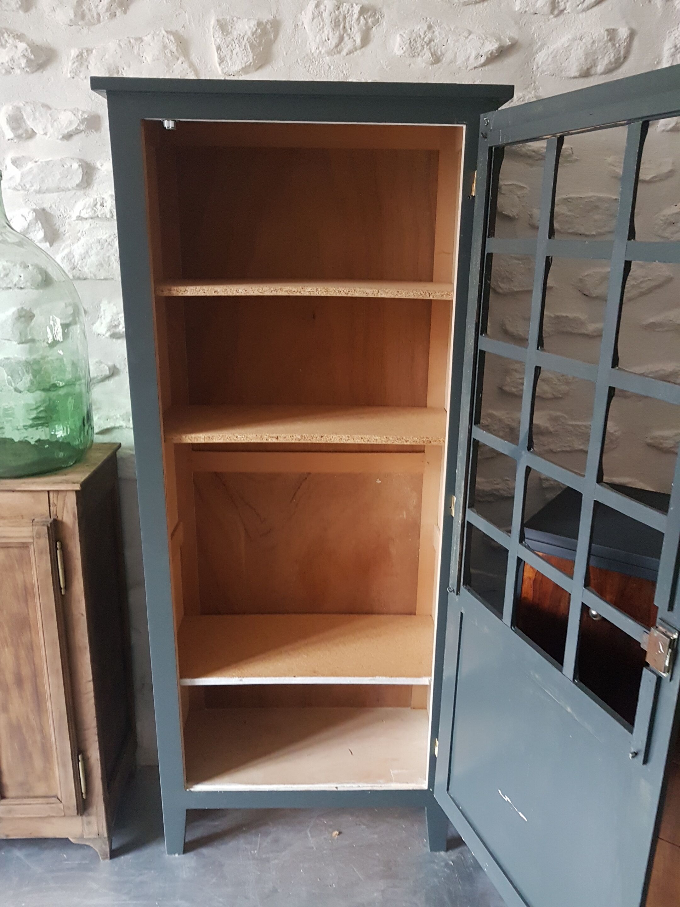 Vintage wooden wardrobe in deep blue