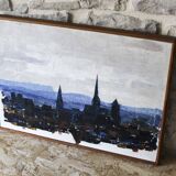 Oil on canvas View of Dijon 1976 Jean-François Devalière