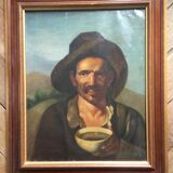 "Spanish beggar with bowl" oil on canvas 19th century