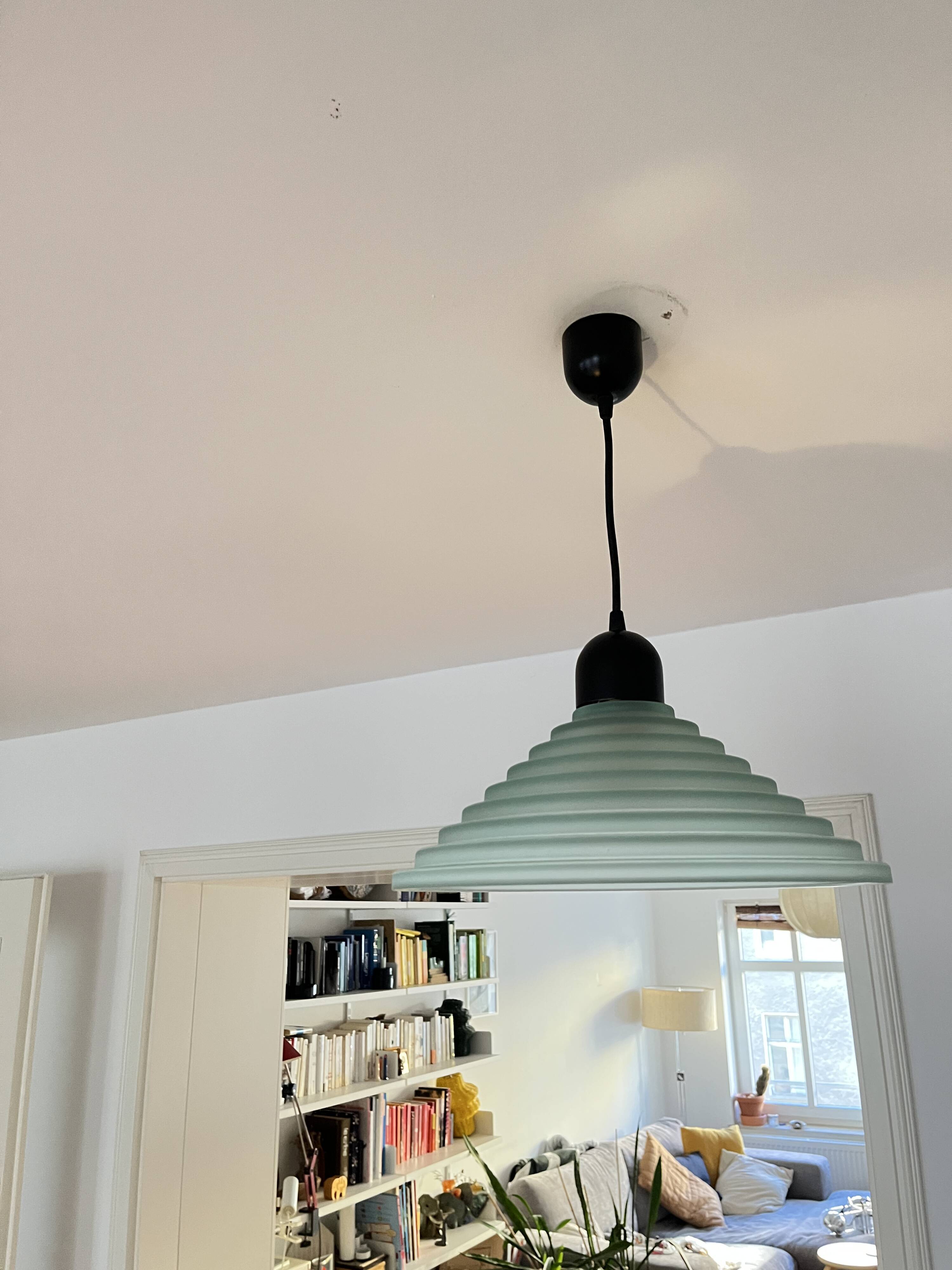 Vintage Aqua Green Honeycomb Glass Ceiling Lamp, 1980s Postmodern lamp