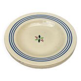 3 assiettes à soupe beige  vintage Gien modele Yvonne