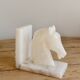 Vintage white stone marble effect bookend horse