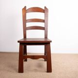Set of 6 large Brutalist chairs in solid oak from the 1950s.