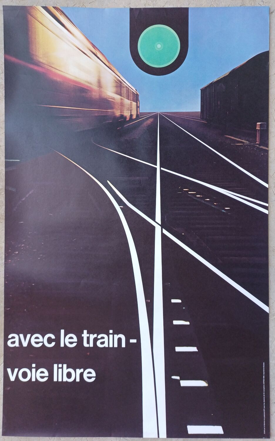 Old poster With the train - free track - CFF 1968