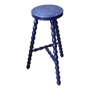 tabouret tripode vintage - bleu