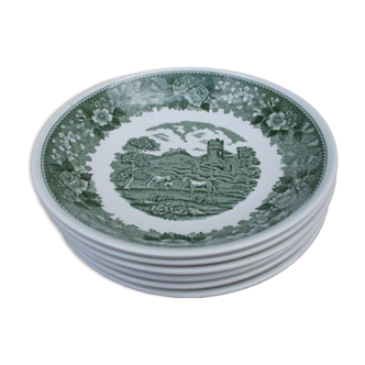 6 hollow plates Adams English Scenic green