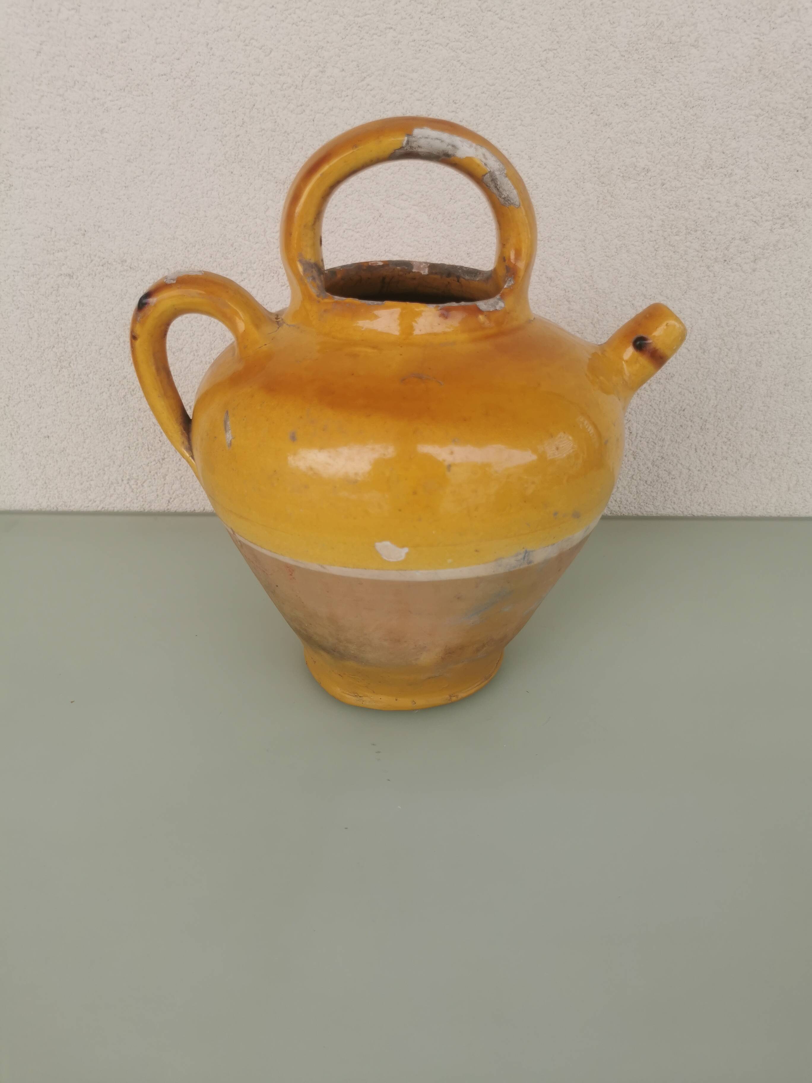 Yellow stoneware jug