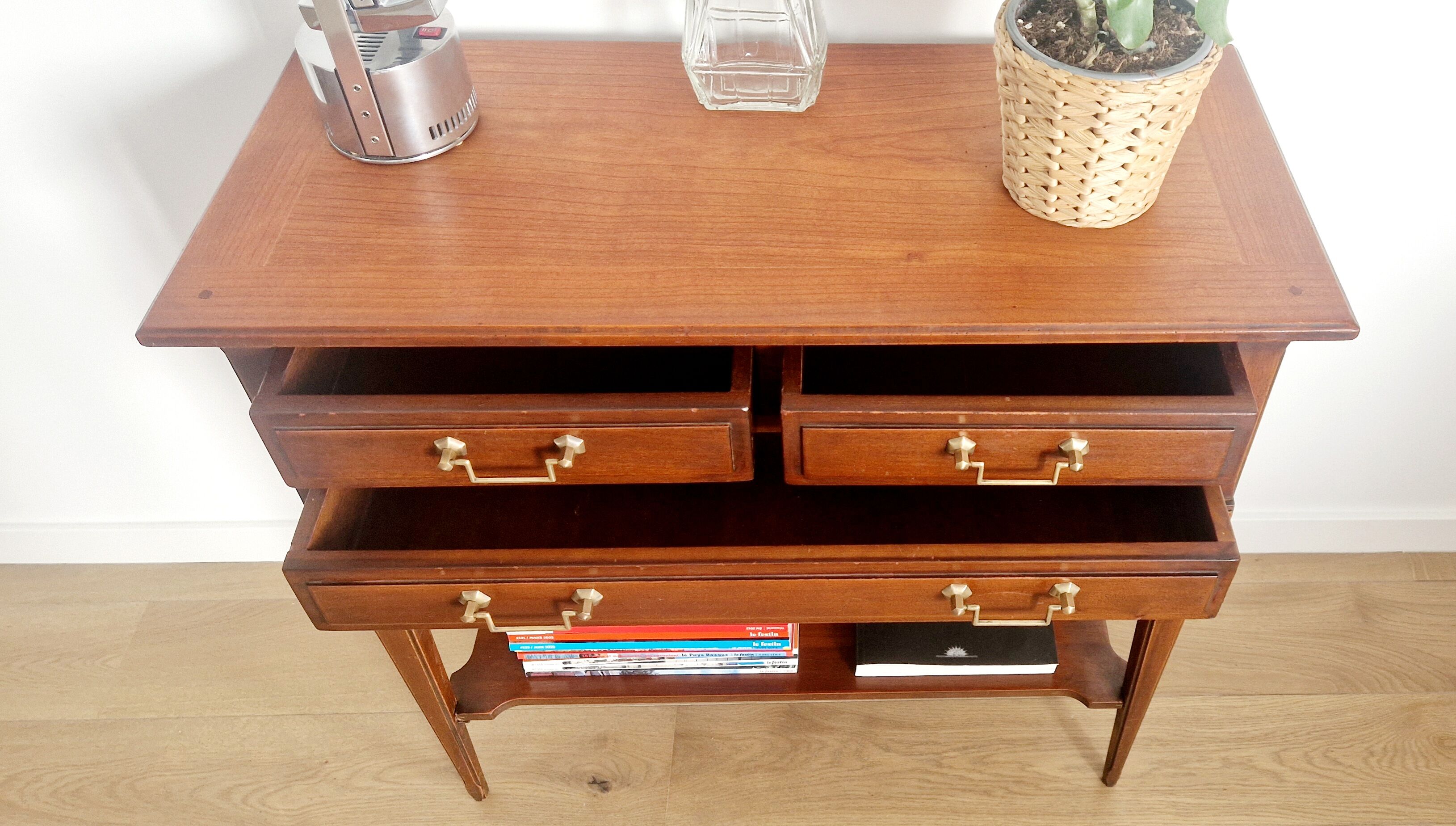 Console trolley style Directoire in mahogany