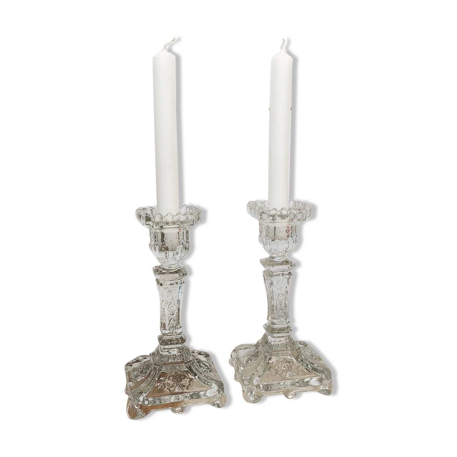 Duo de bougeoirs en verre