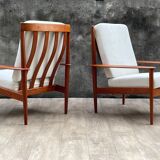 Pair of Scandinavian armchairs "PJ56" with high back by Grete Jalk for Poul Jeppesen