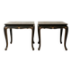 Set of 2 Chinese low tables in black lacquered wood with gold decoration.