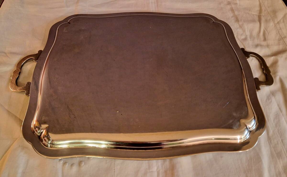 Silver metal serving tray