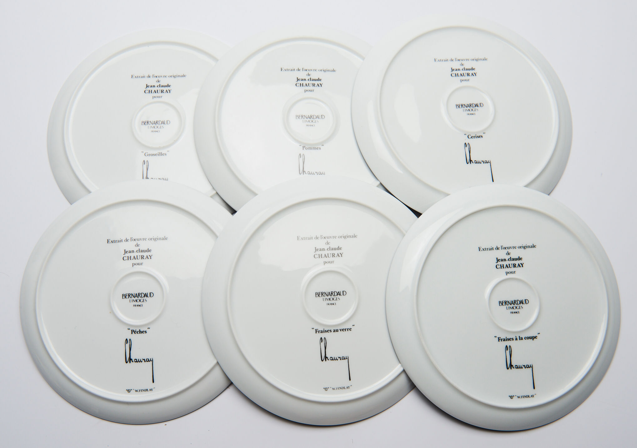 6 Dessert plates Bernardaud by the painter Chauray