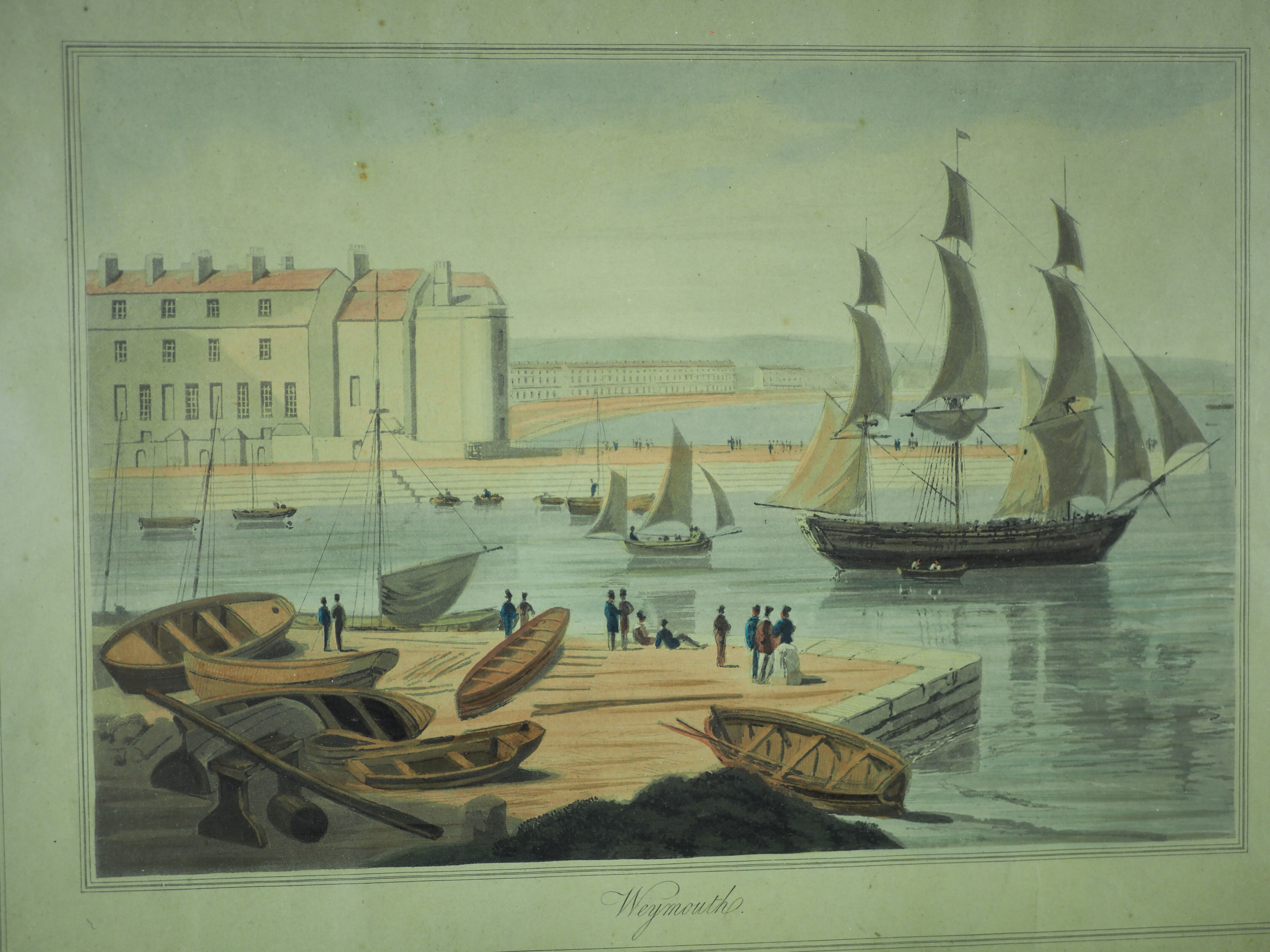 Lithograph seen from Weymouth Harbour - William Daniell - 19th century