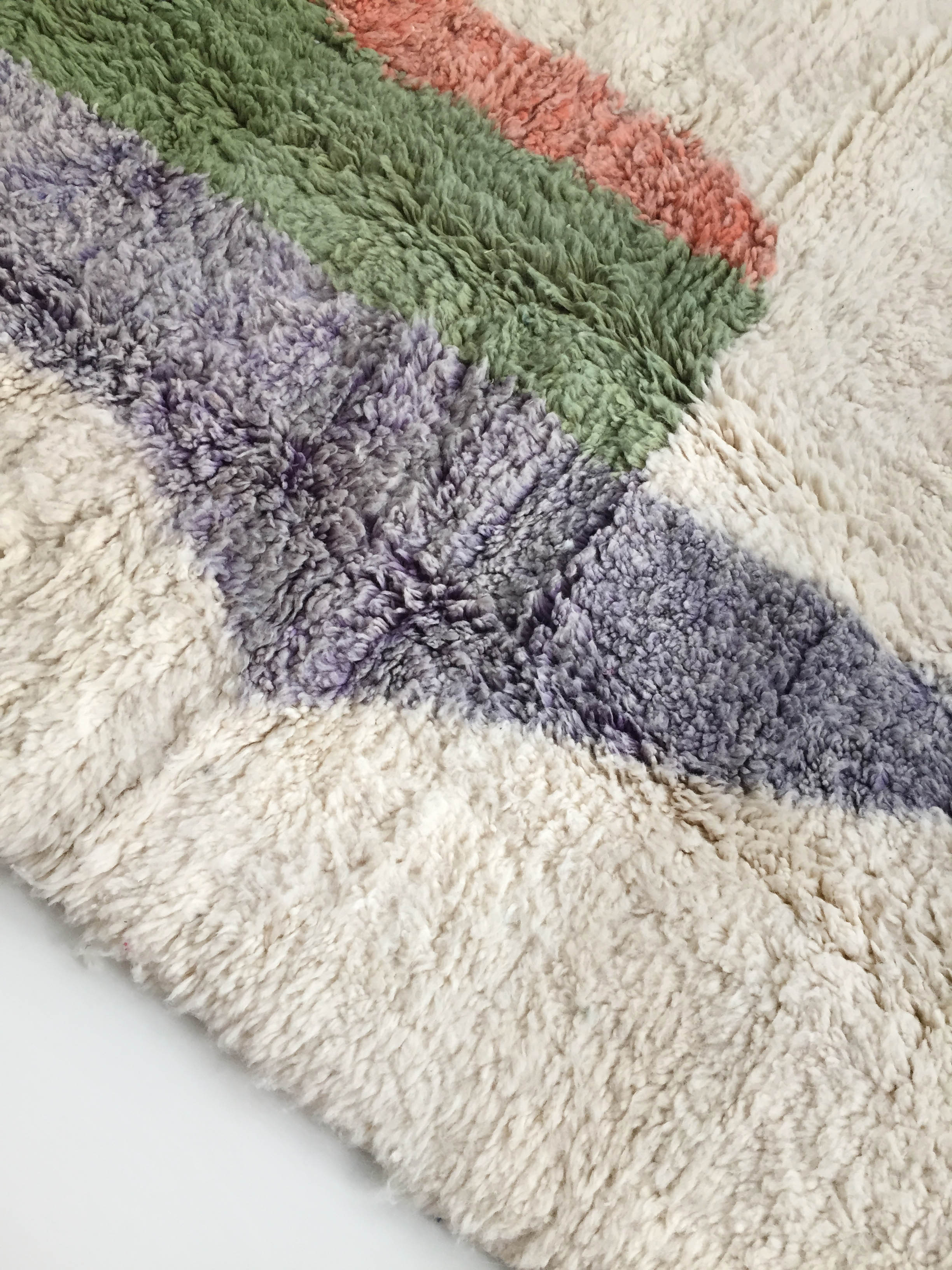 Moroccan Berber carpet Beni Ouarain ecru with colorful patterns 206x132cm