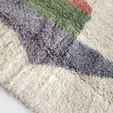 Moroccan Berber carpet Beni Ouarain ecru with colorful patterns 206x132cm