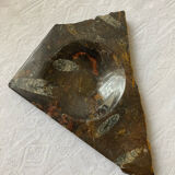 Vintage stone ashtray with orthoceras fossils