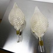 Pair of leaf-shaped wall sconces by Barovier & Toso, Murano glass, Italy 1950s