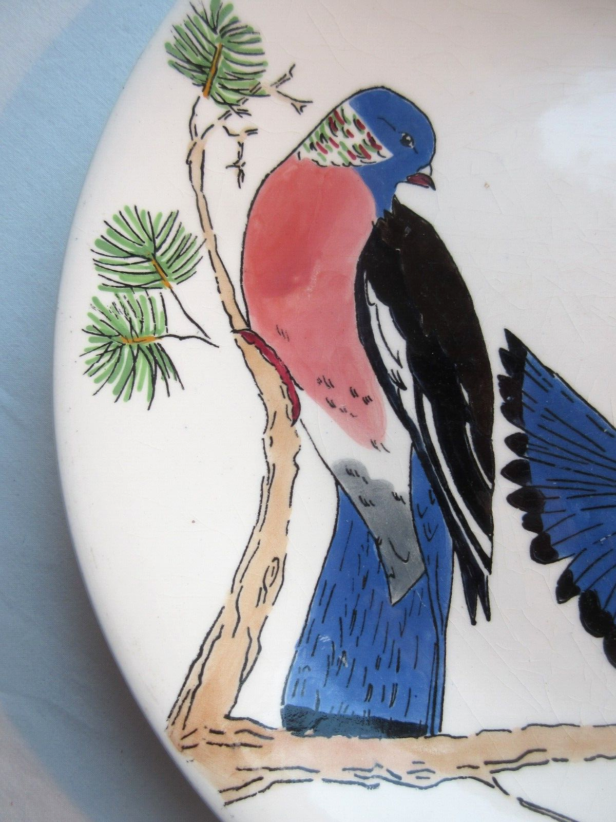 Game model plate signed gien, les oiseaux de chasse, les palombes