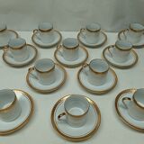 12 cups, porcelain coffee service with 24 carat gold gilding