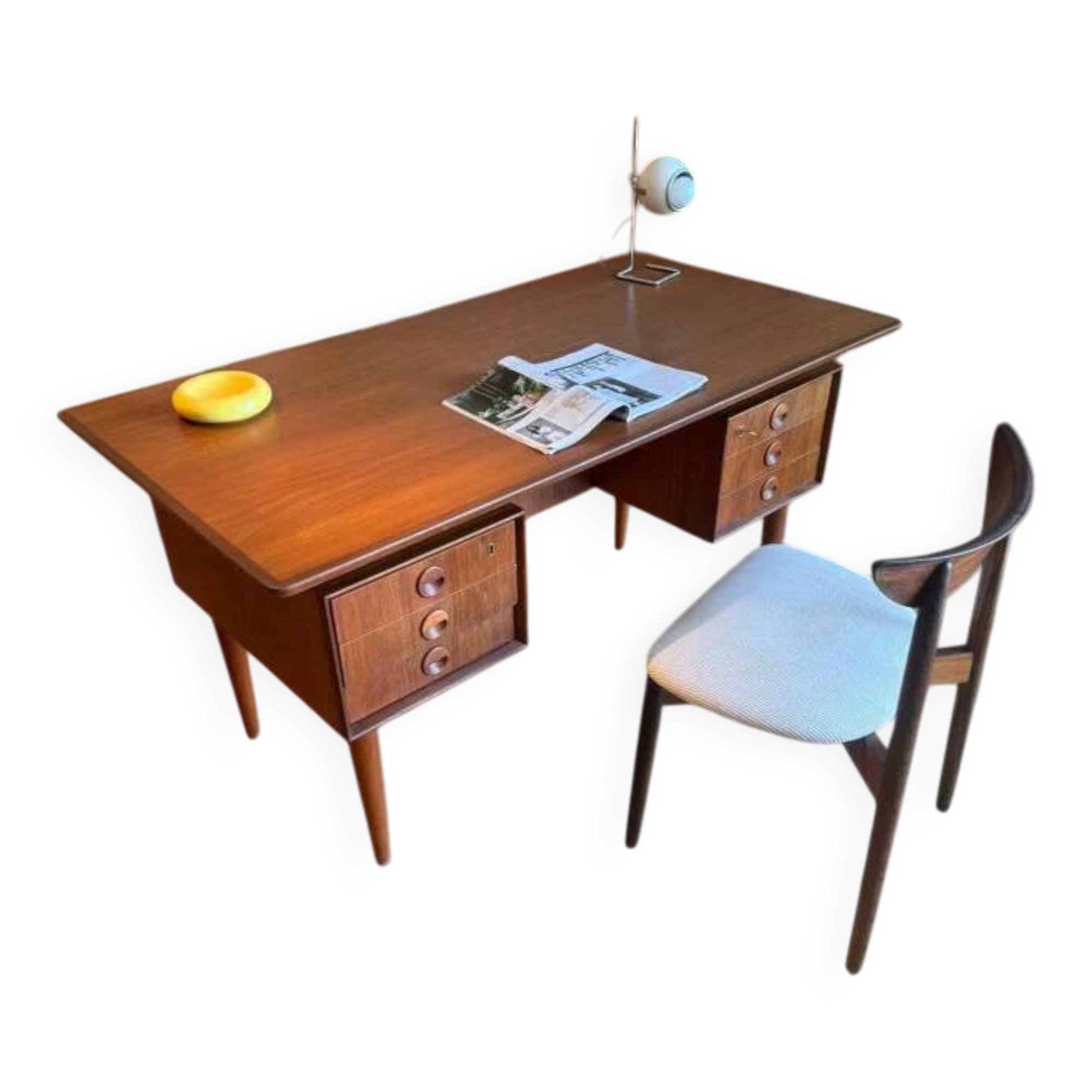 Bureau système biface scandinave vintage en teck "Søren"