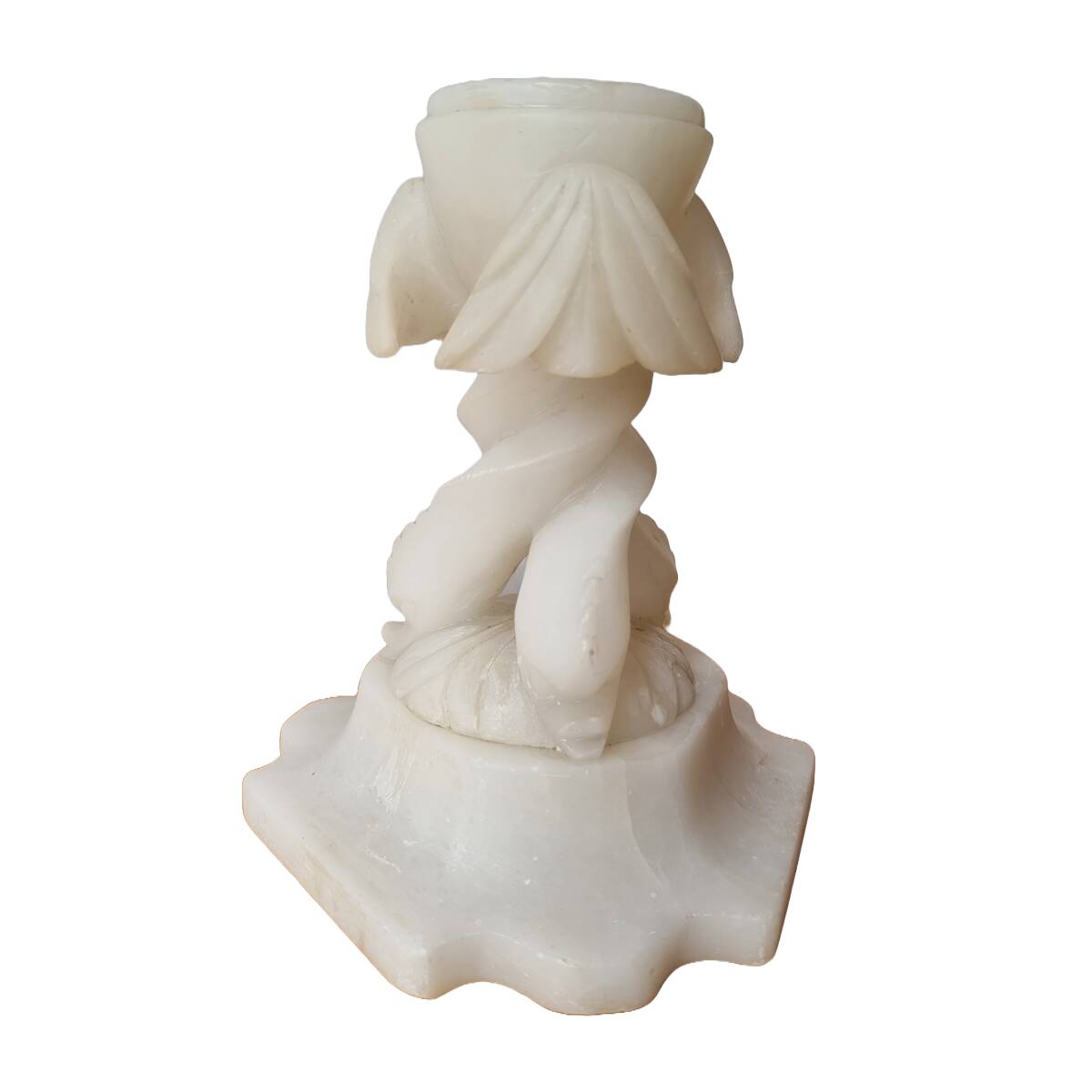 Antique Alabaster Tea Light Holder On Foot, late 1800s