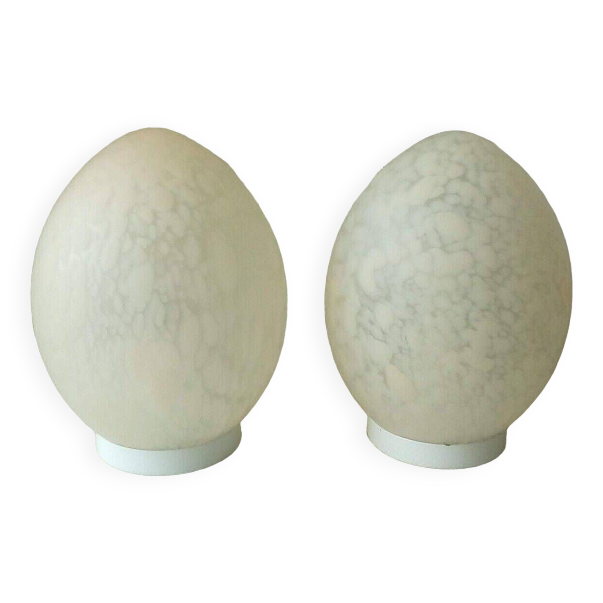Pair of marble glass egg lamps