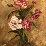 Oil bouquet painting on panel