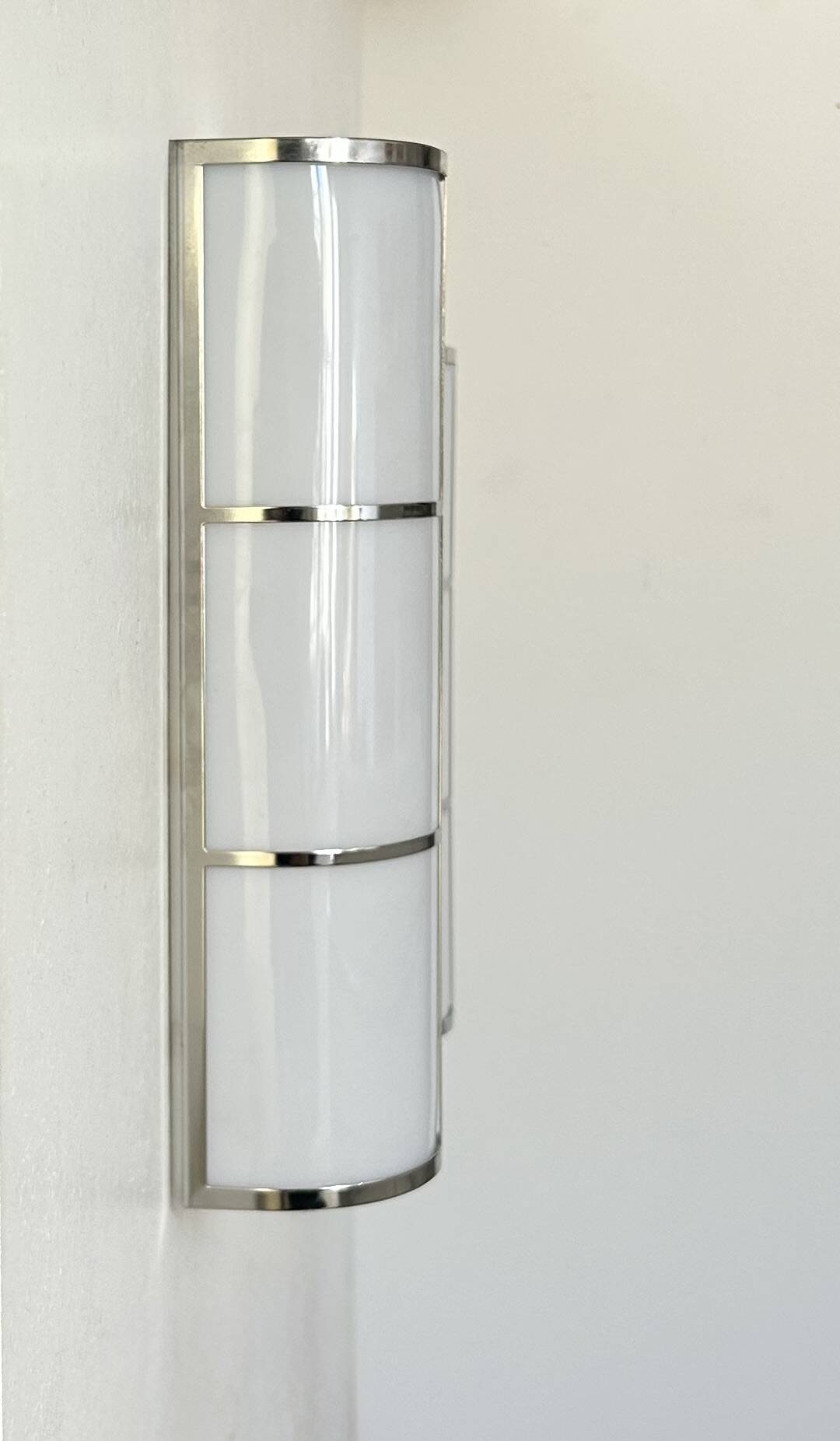 Pair of vintage wall lights, chrome and perspex, France, 1980