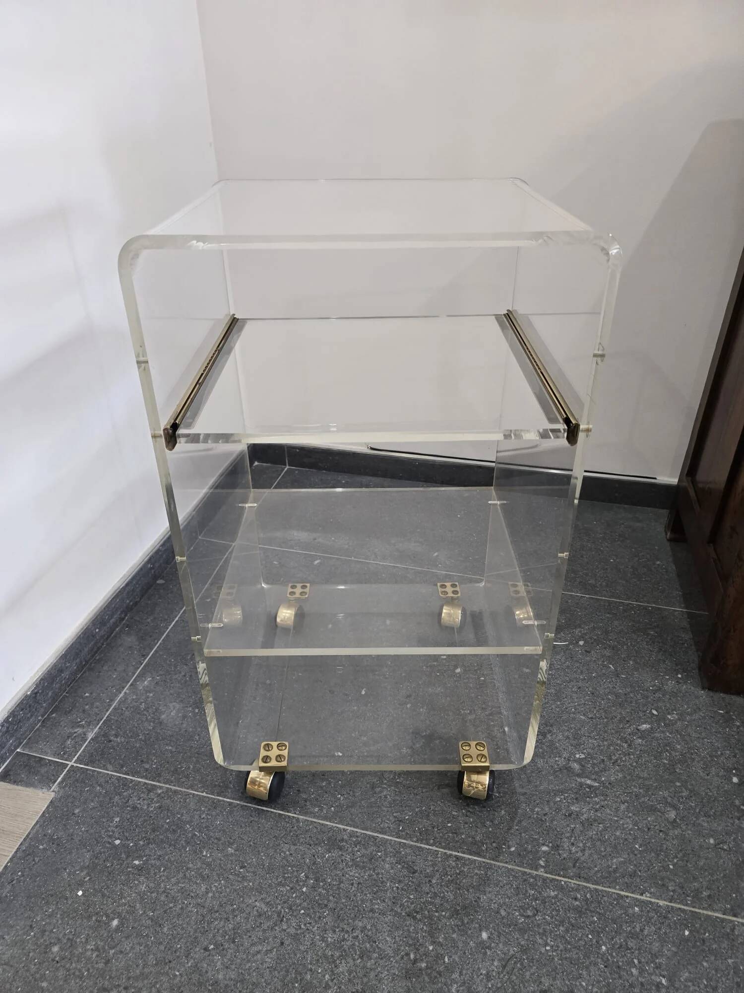 Rolling dessert trolley in plexiglass – Marais International – 1970s-1980s