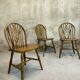 3 vintage Windsor wheelback chairs