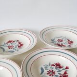 Lot of 5 Lunéville soup plates, Herblay model, 1950
