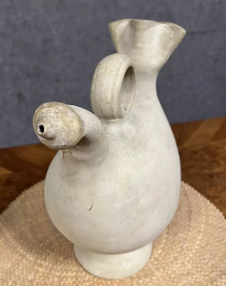 Antique Spanish water jug in terracotta or white pottery circa 1900