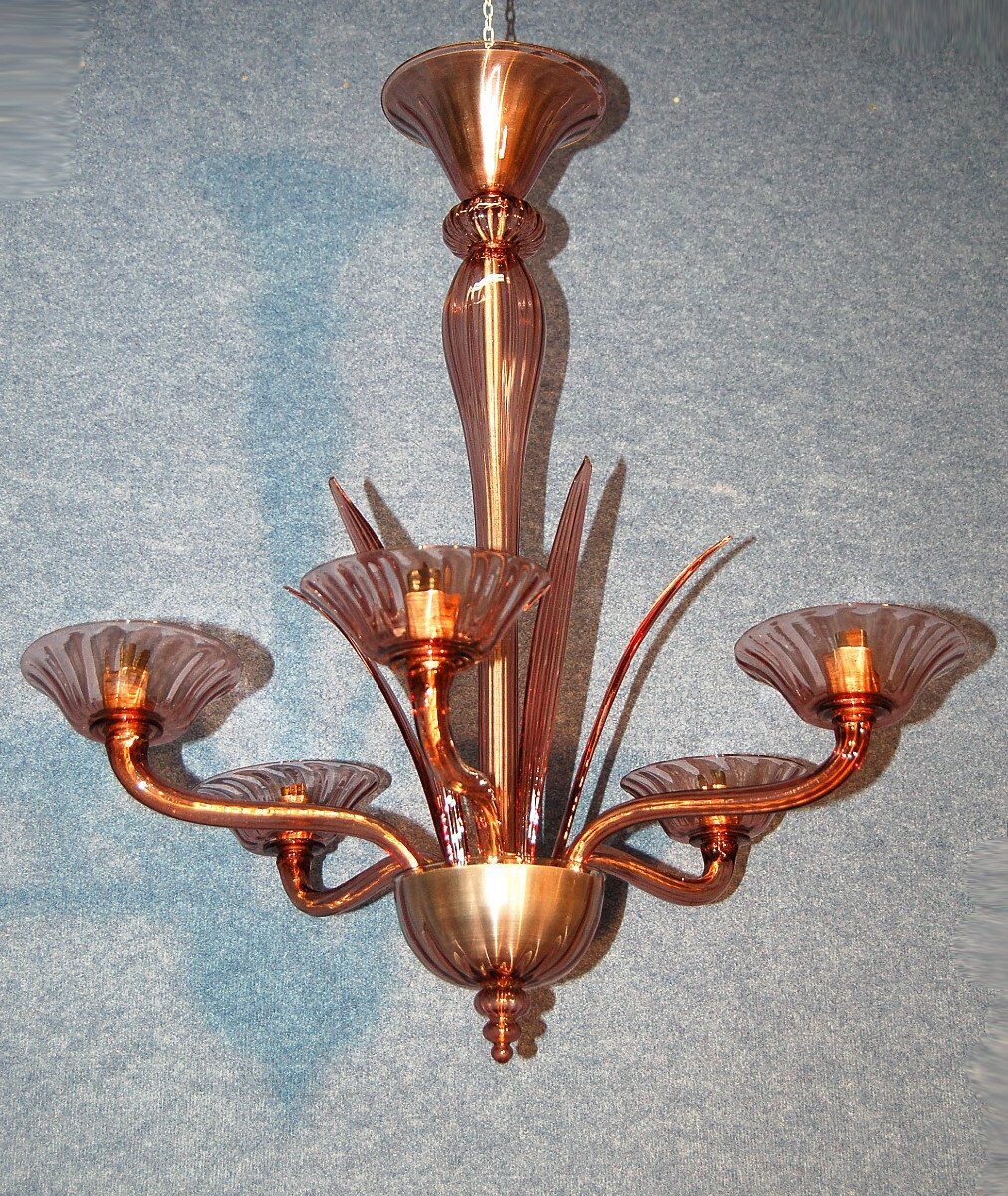 Amethyst chandelier (signed) Murano circa 1940-50