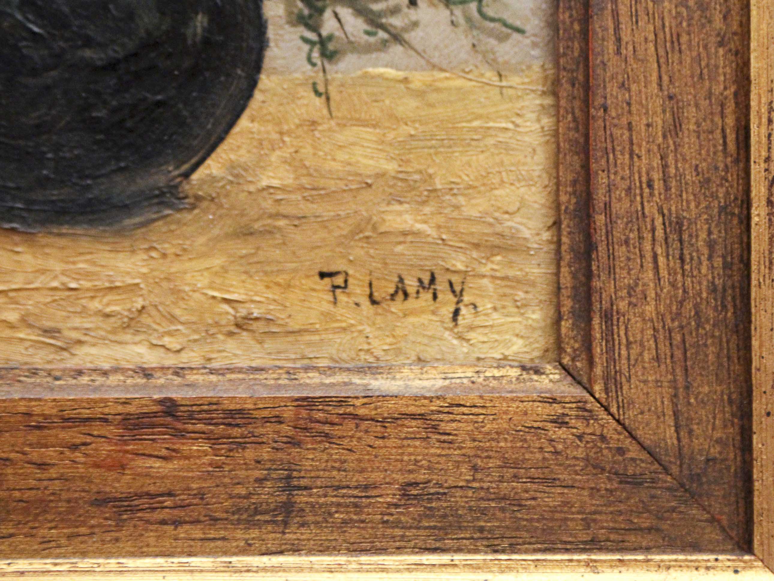 Pair of oils on panel Bouquets of flowers P. Lamy