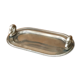 Silver dish with foie gras, duck heads