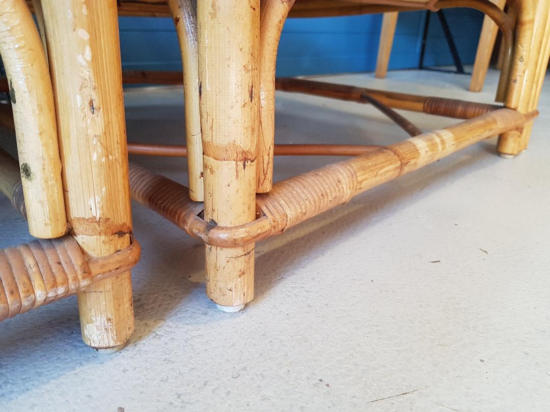 Canapé rotin vintage 3 places, 3 modules- possibilité banquette et chauffeuse